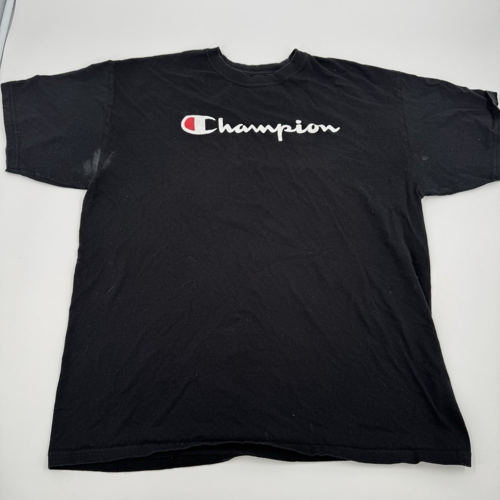 Champion Authentic Athleticwear Knit Shirt Men's Size 1XL Black Crew Neck Cotton